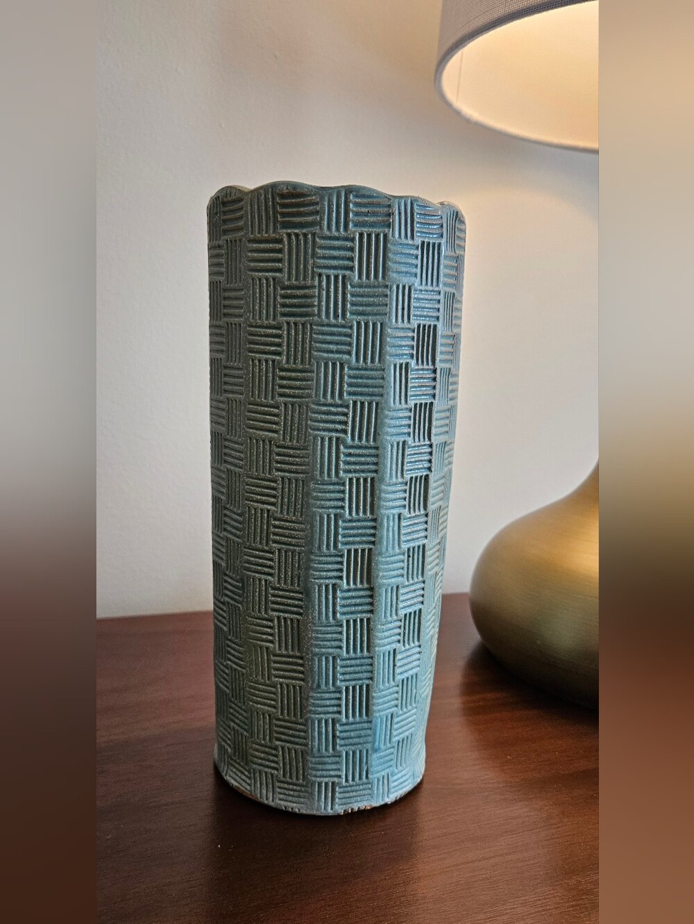 Koop Textured Blue Ceramic Vase - Blue Home Accent